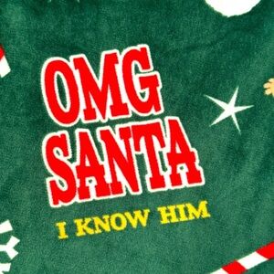 NWOT Elf Sizes L, XL “OMG! Santa I Know Him” Green Christmas PJ Pants New!